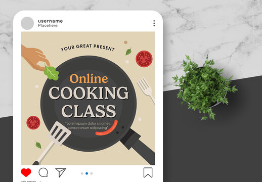 Brown And Red Cooking Class Social Media Post