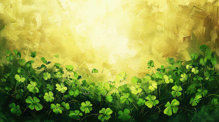 Saint Patricks Day Clover Background, Abstract Art