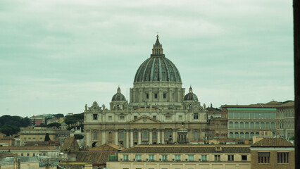 Fototapeta na wymiar Panoramic view of St. Peter's Basilica and Square in Vatican City