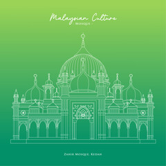 Vector of Zahir Mosque in Kedah, Malaysia