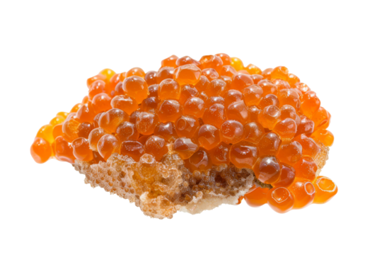 Close Up of a Bunch of Orange Beads. This close up shot captures a tight cluster of orange beads. Each bead is uniform in size and shape. On PNG Transparent Clear Background.