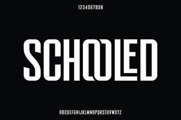 Obraz premium Unique modern condensed sans serif alphabet display font with ligature style