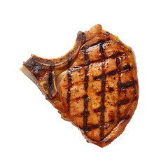Grill pork chop Isolated on transparent background