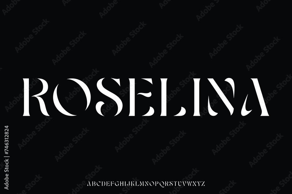 Poster beautiful natural stencil type alphabet display font vector. elegant typeface