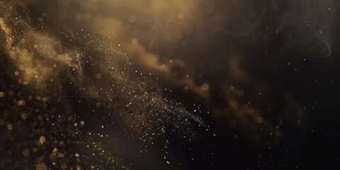 Obraz premium white and gold bokeh background with particle glitter stars. for celestial, festive, or glamorous design projects such as invitations, holiday-themed graphics.glitter lights. de focused. banner
