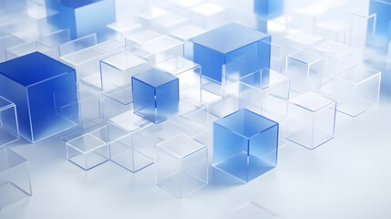 blue and white transluent acrylic cubes background