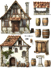 wooden house game asset