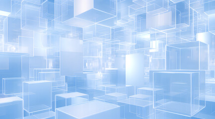 3d abstract light blue translucent cube background
