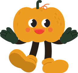 Vintage Pumpkin Illustration,
Retro Pumpkin Character,
Pumpkin Graphic Design
