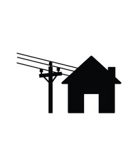 home with electric pole icon, vector best flat icon.