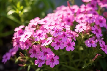 Pink phlox flowers in natural light. Macro shot with springtime concept for design