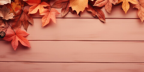 Autumn Leaves on Wooden Backdrop