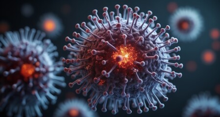 Fototapeta premium Viral Infection - A Close-Up Look at the Science of Pandemics