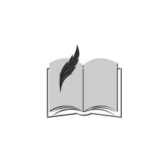 Feather and book icon isolated on transparent background