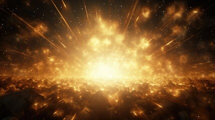 Impressive cosmic explosion with starburst and rock debris.