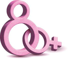 8th March number logo , Women day number logo in pink 