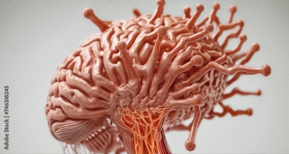 Aufkleber a detailed 3d rendering of a human brain with intricate neural connections