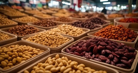  A vibrant display of nuts and dried fruits - obrazy, fototapety, plakaty