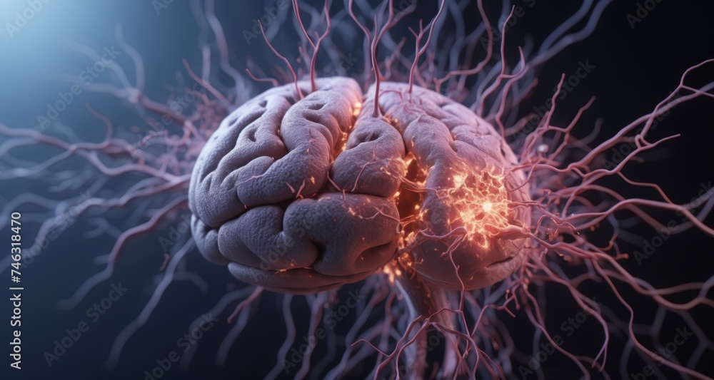 Poster neural network in action - a visual metaphor for artificial intelligence