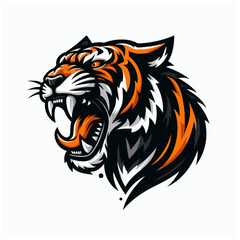  flat vector logo of  tiger  , flat vector logo of cute tiger , flat logo of tiger , flat logo of cute tiger