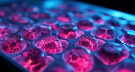 Fototapeta premium Vibrant, glowing jellyfish in a tank