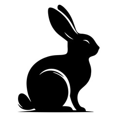 Obraz premium Rabbit shadow silhouette. Bunny black side design for happy easter egg day on transparent background vector