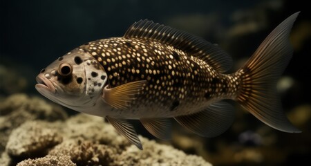 Naklejka premium Aquatic beauty in motion - A spotted fish in its natural habitat