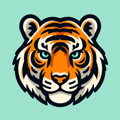  flat vector logo of  tiger  , flat vector logo of cute tiger , flat logo of tiger , flat logo of cute tiger