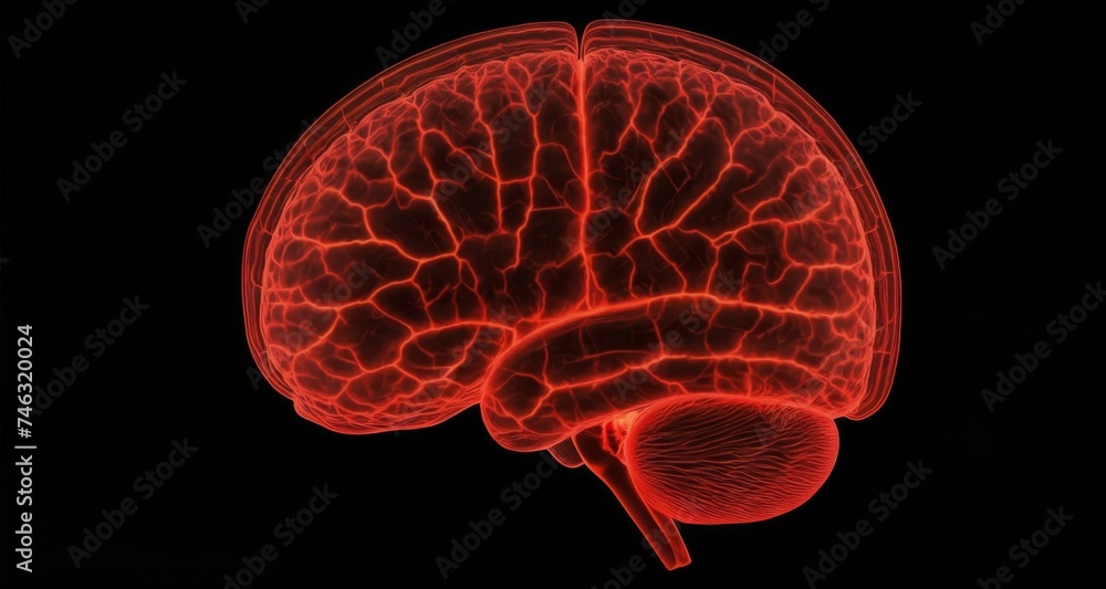 Aufkleber 3d rendering of a human brain with intricate neural pathways