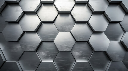 Grey metallic hexagon background.