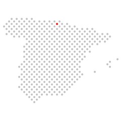 Bilbao in Spanien: Spanienkarte aus grauen Punkten mit roter Markierung
