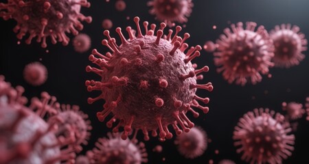 Fototapeta premium Viral particles in a microscopic view, illustrating the spread of a contagion