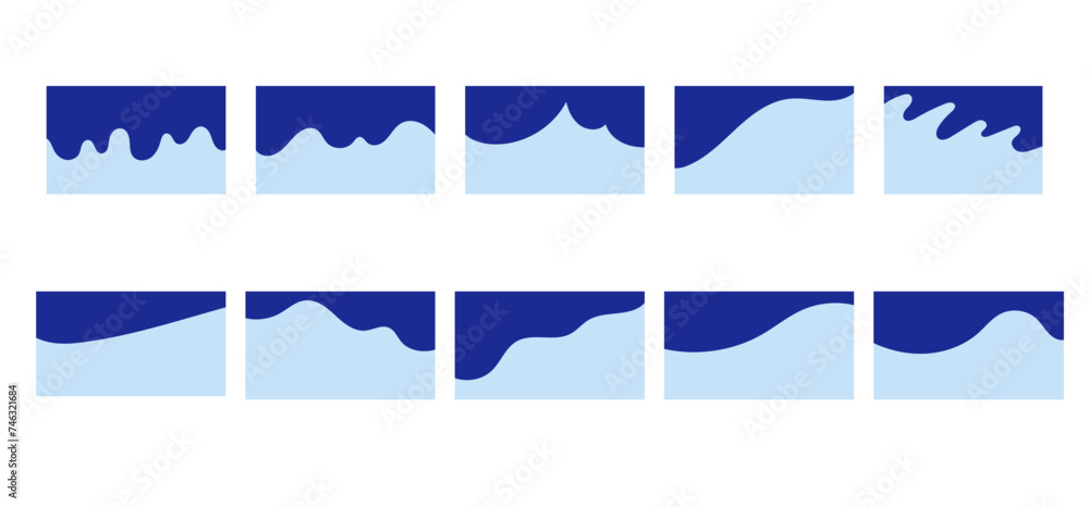 Wall mural template of dividers shapes for website, app. curve lines, wave collection. abstract vector design e