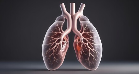  3D rendering of human lungs with detailed bronchial tree - obrazy, fototapety, plakaty