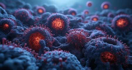 Obraz na płótnie Canvas Viral Infection - A Closer Look at the Microscopic Battleground