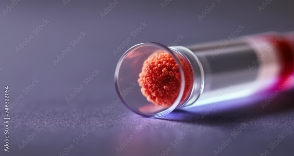 Poster a microscopic view of a red cell under a microscope