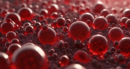 Vibrant red bubbles in close-up, perfect for visual metaphors or abstract concepts