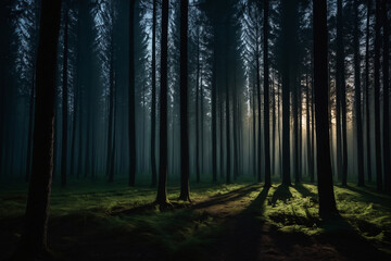 Abstract forest background at night
