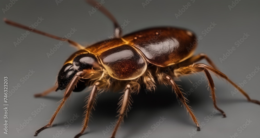 Canvas Prints  Close-up of a shiny, brown beetle with long antennae and legs