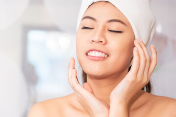 Facial treatment with laser and ultrasound in a medical spa center skin rejuvenation concept