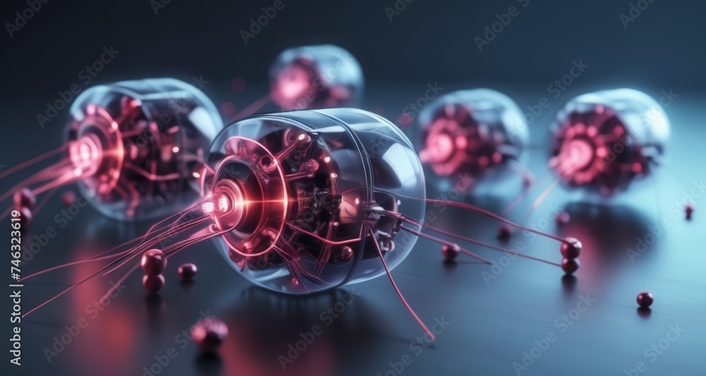 Poster high-tech microchips with glowing circuitry, perfect for futuristic tech themes
