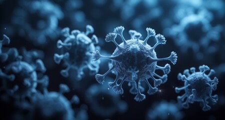  Viral Infection - A microscopic view of a virus spreading - obrazy, fototapety, plakaty