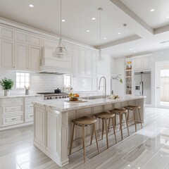 trendy white beautiful kitchen