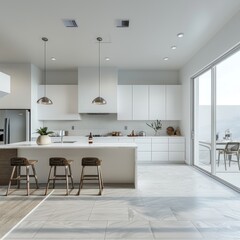 trendy white beautiful kitchen