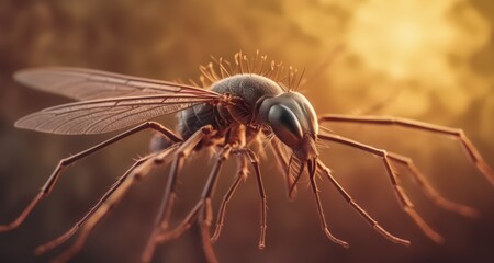  Close-up of a mosquito, a common insect known for its role in disease transmission