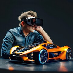 Automotive Engineer Use Virtual Reality Headset
