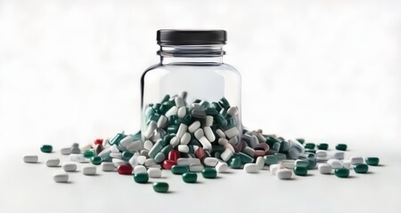 Overflowing pill bottle, symbolizing health or addiction concerns
