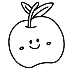 Hand drawn apple outline for stickers, decoration, fruit, picnic, breakfast, lunch, brunch, school snack, tattoo, print, ads, cafe, restaurant, menu, recipe, grocery shopping, vegan, colouring book