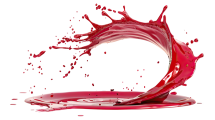 splash of red paint on a transparent background. PNG file cut out on a transparent background