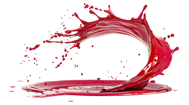 splash of red paint on a transparent background. PNG file cut out on a transparent background